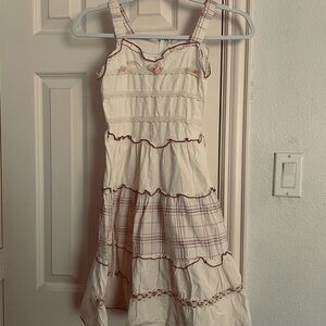 Charming Cream Kids Dress Girl 100% cotton summer dress for 5-9 yr old